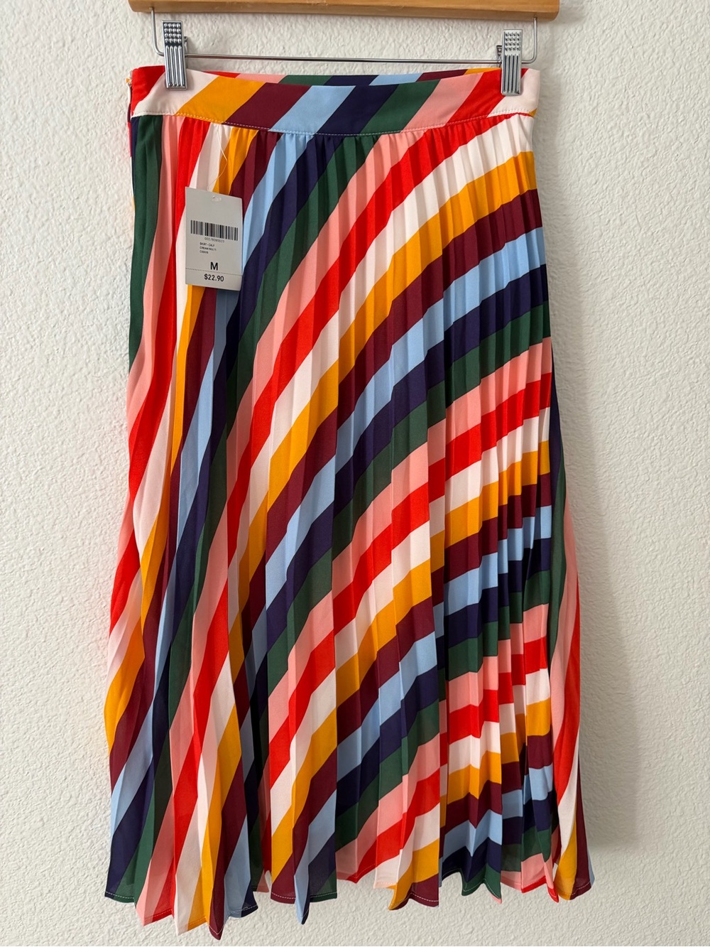 Multicolor Striped Pleated Midi Skirt